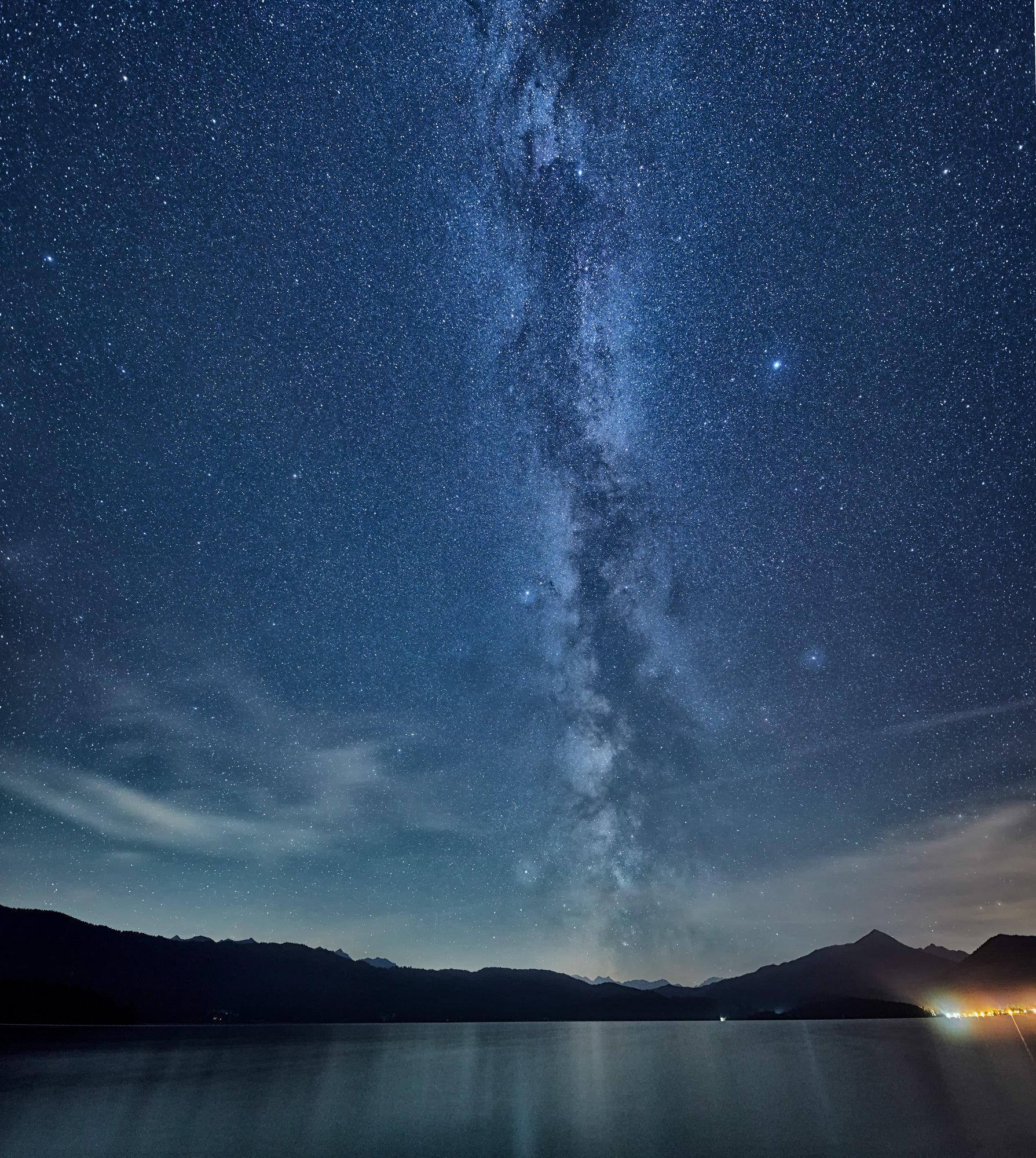 milky way above lake walchensee, Upper Bavaria